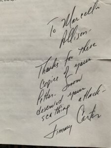 Jimmy Carter’s thank you note to Marcella Allison