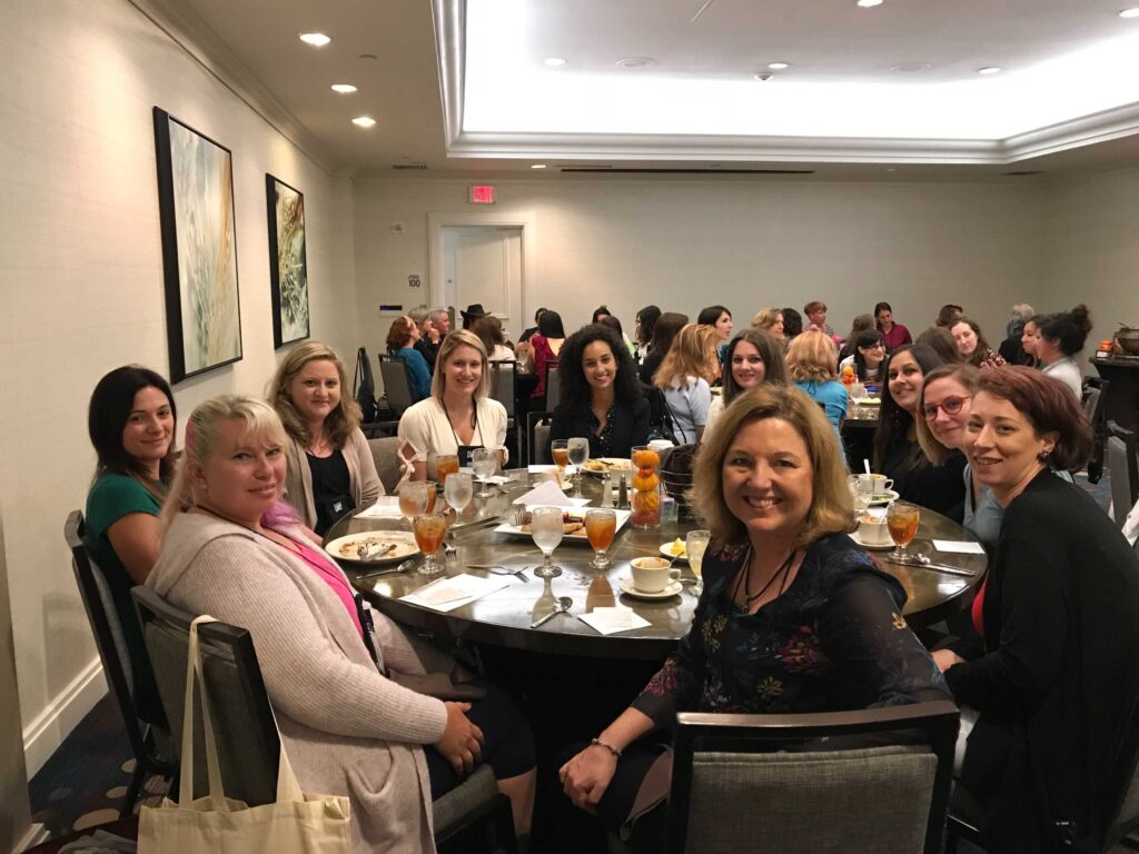 Photo at Titanides event with Kim Krause Schwalm, Abby Woodcock, Laura Belgray, Michele Wolk, Pauline Longdon, Lo Morgan, Jen Adams, Cindy Butehorn, Serena Savage, and more…