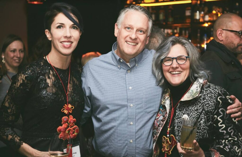 Picture of Marcella Allison with Kira Hug and Rob Marsh at their inaugural Copywriter Club event.